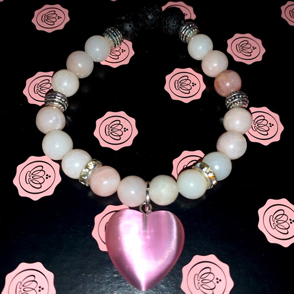 🪬2/$25🪬 Natural Pink Opal 8mm Stone with Pink Opal Charm Stretch Bracelet - Picture 4 of 16